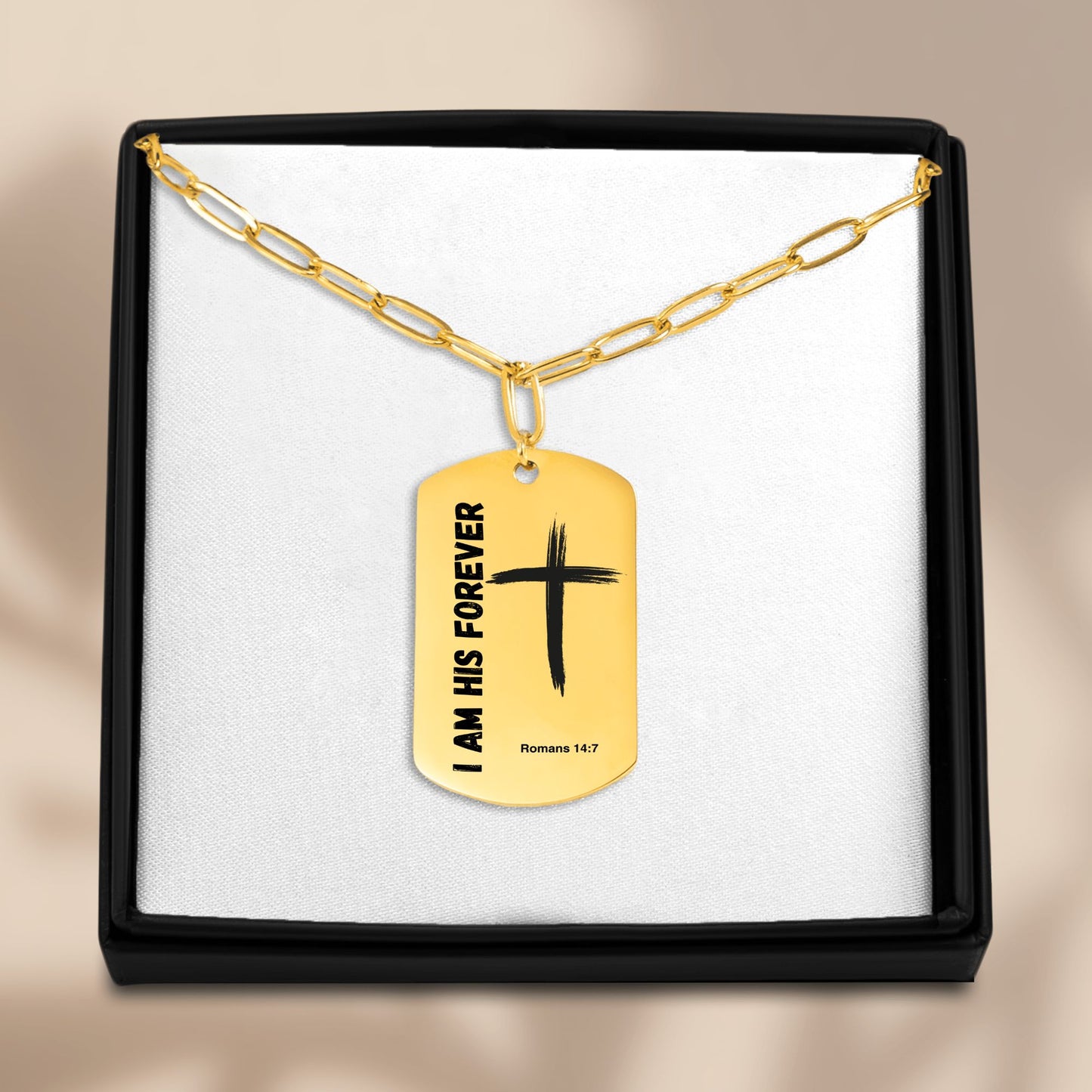 Psalm 139 Series Paperclip Tag Necklace for Women of Faith - "I Am His Forever" (Romans 14:7)