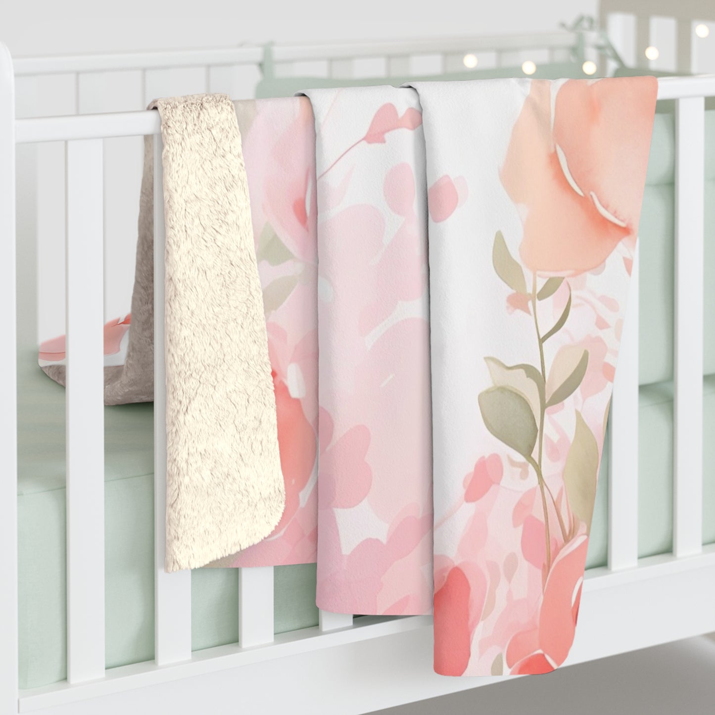 Floral Sherpa Blanket - Cozy Throw for Home, Warm Gift, Ideal for Snuggling, Mother's Day, Housewarming, Floral Decor