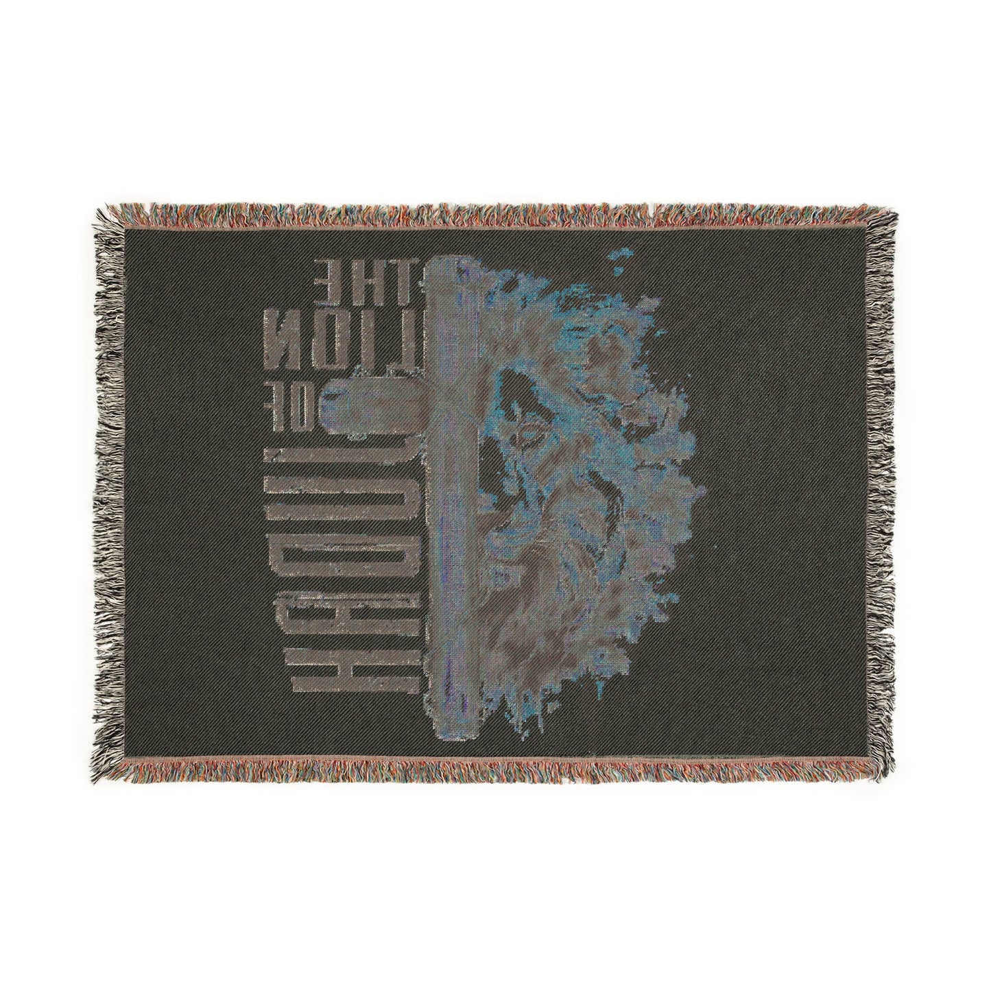 Inspirational Woven Blanket showcasing The Lion of Judah, Cozy Gift for Faith, Living Room Decor, Easter, Home Comfort