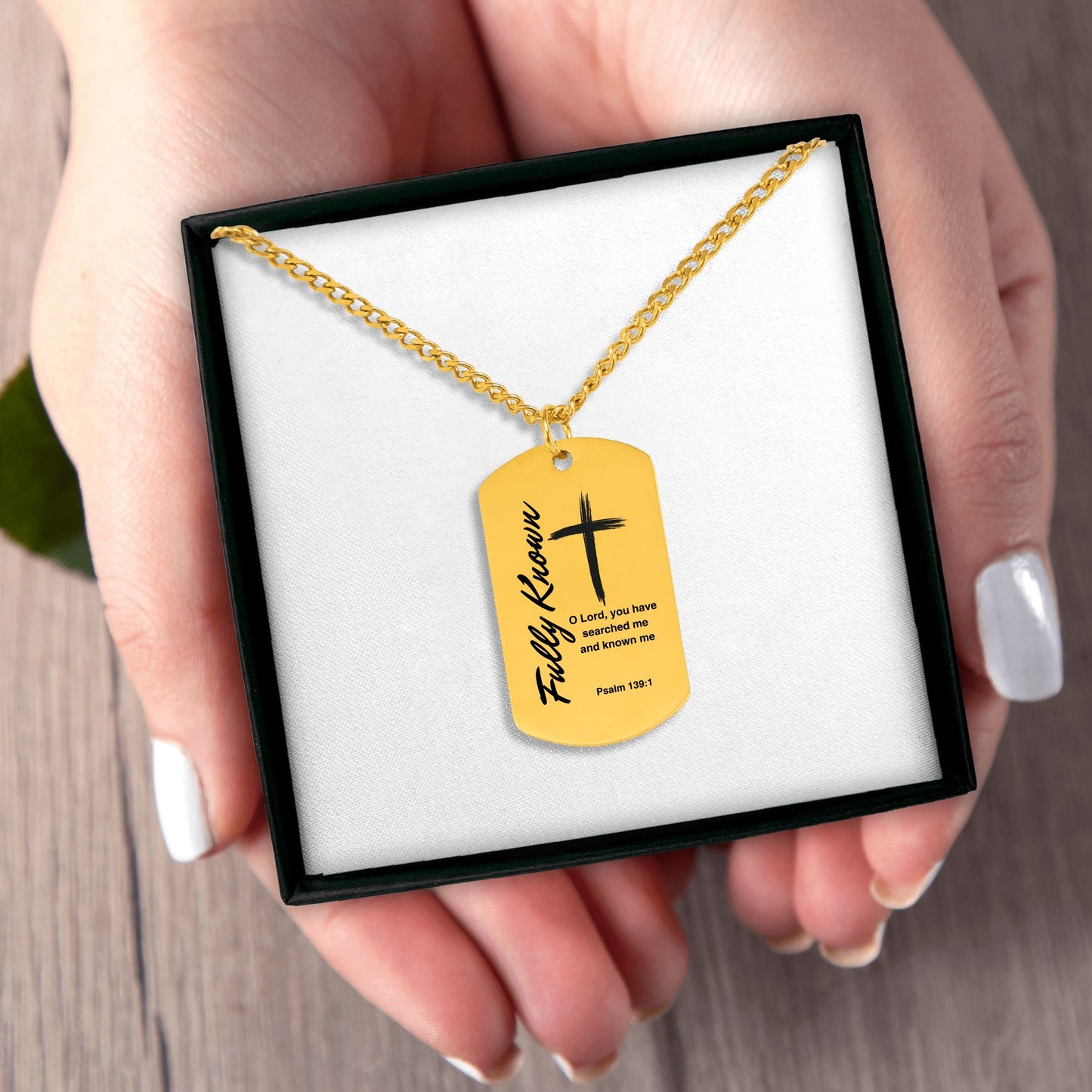 Psalm 139 Series Cuban Tag Necklace Fully Known By God