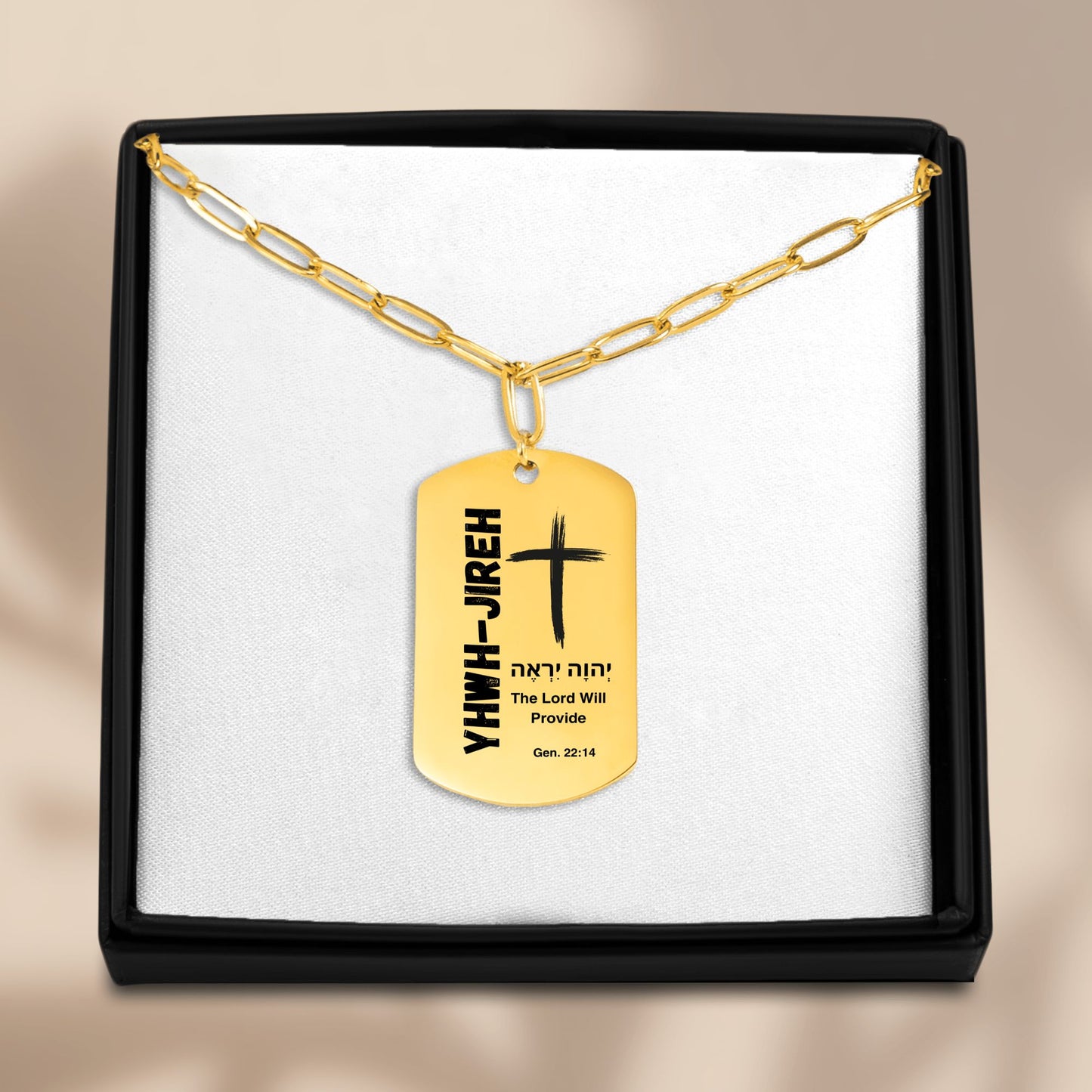 The Names of God Paperclip Tag Necklace YHWH-Jireh, The Lord Will Provide