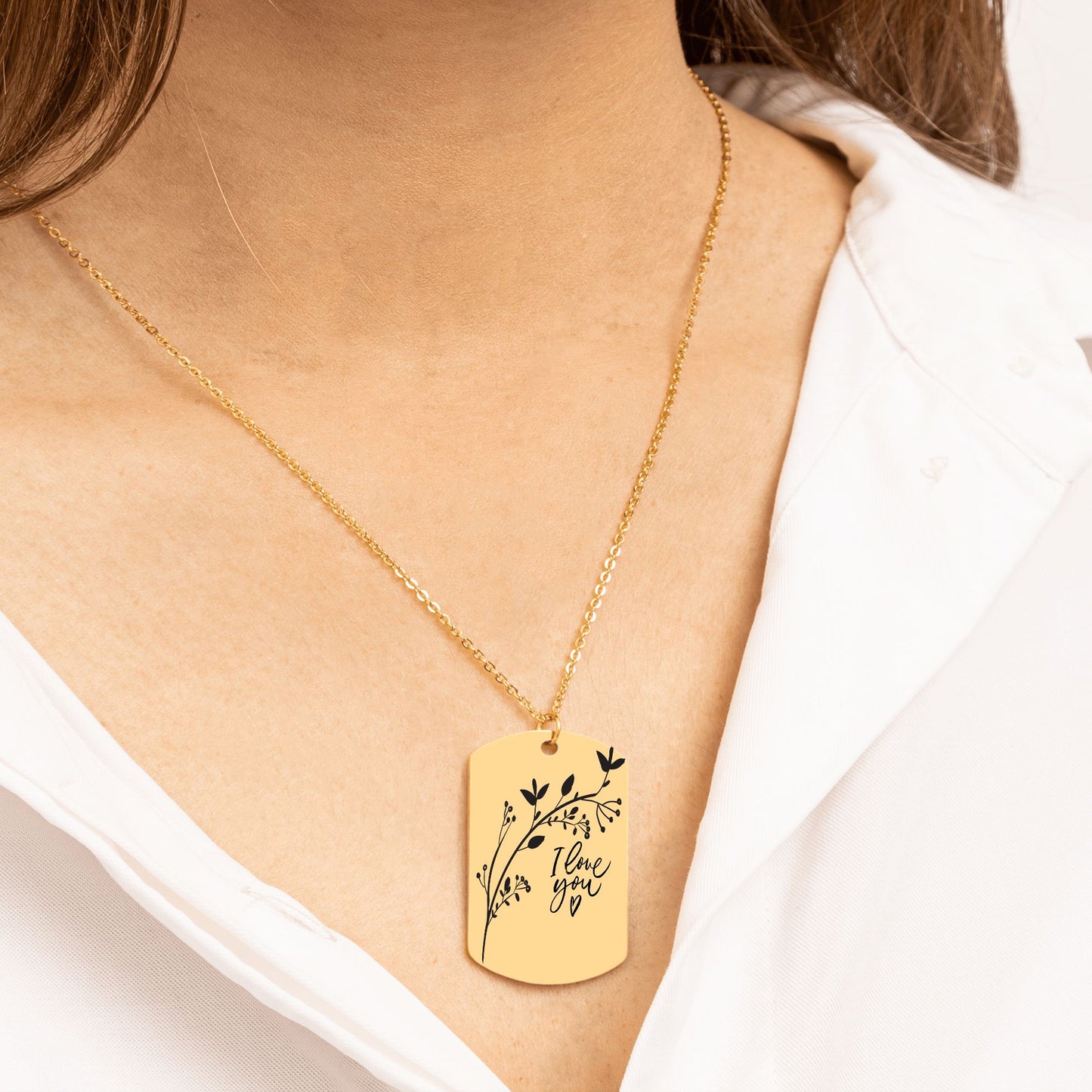 Tag Necklace for Mom Gift for Mother I Love you Mom