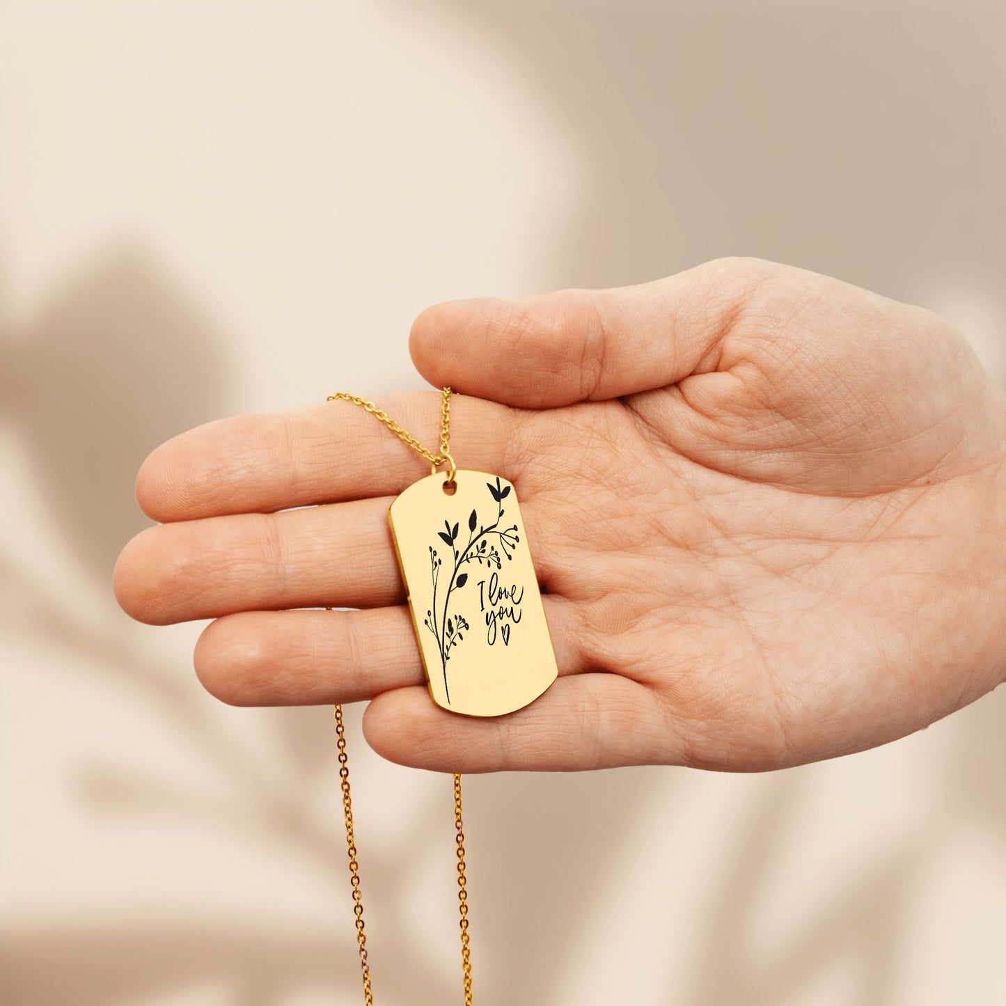 Tag Necklace for Mom Gift for Mother I Love you Mom