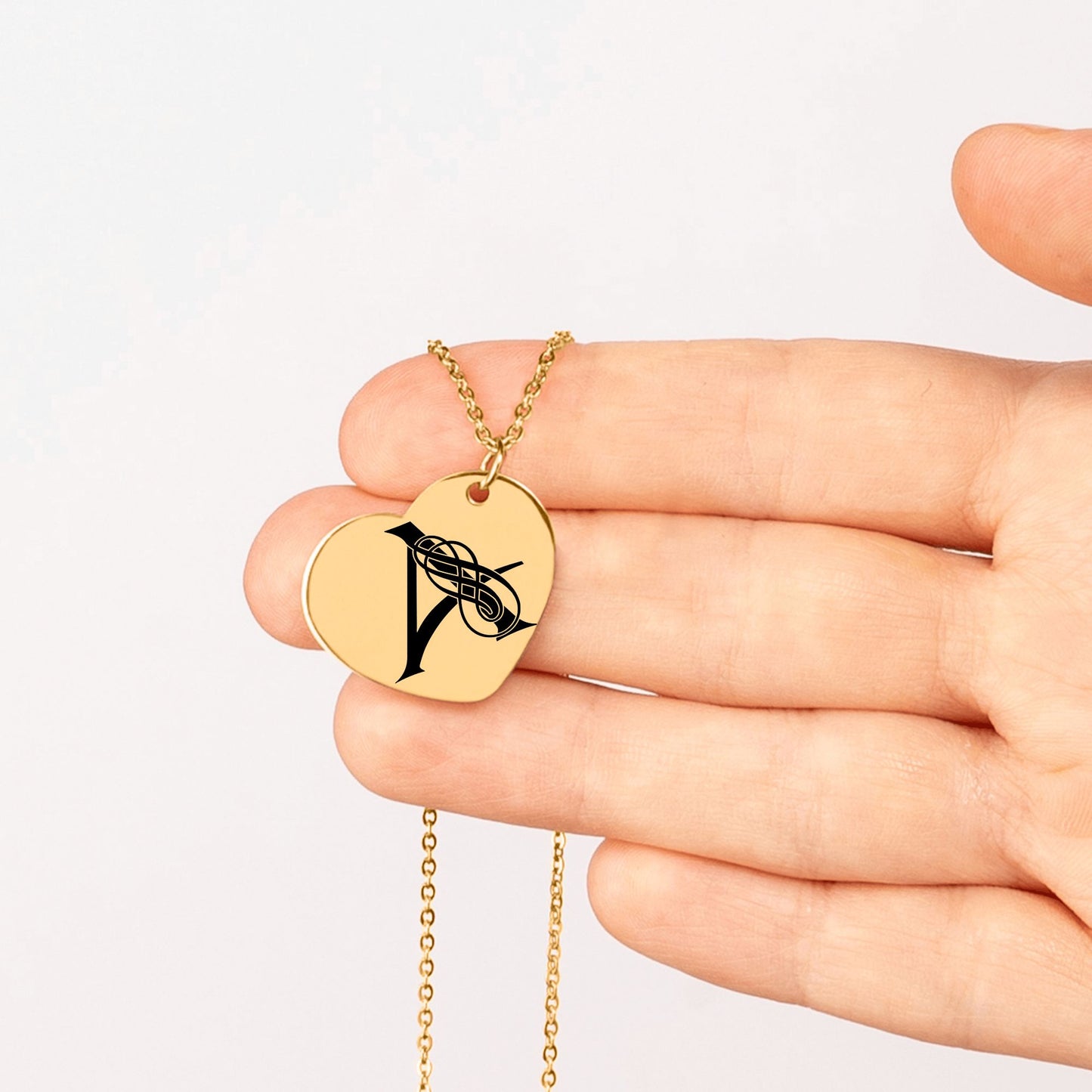 Engraved Heart Necklace with Alphabet Letters
