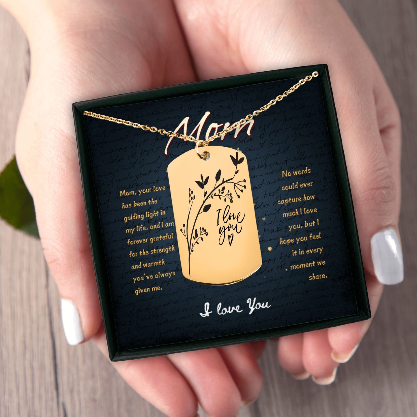 Tag Necklace for Mom Gift for Mother I Love you Mom