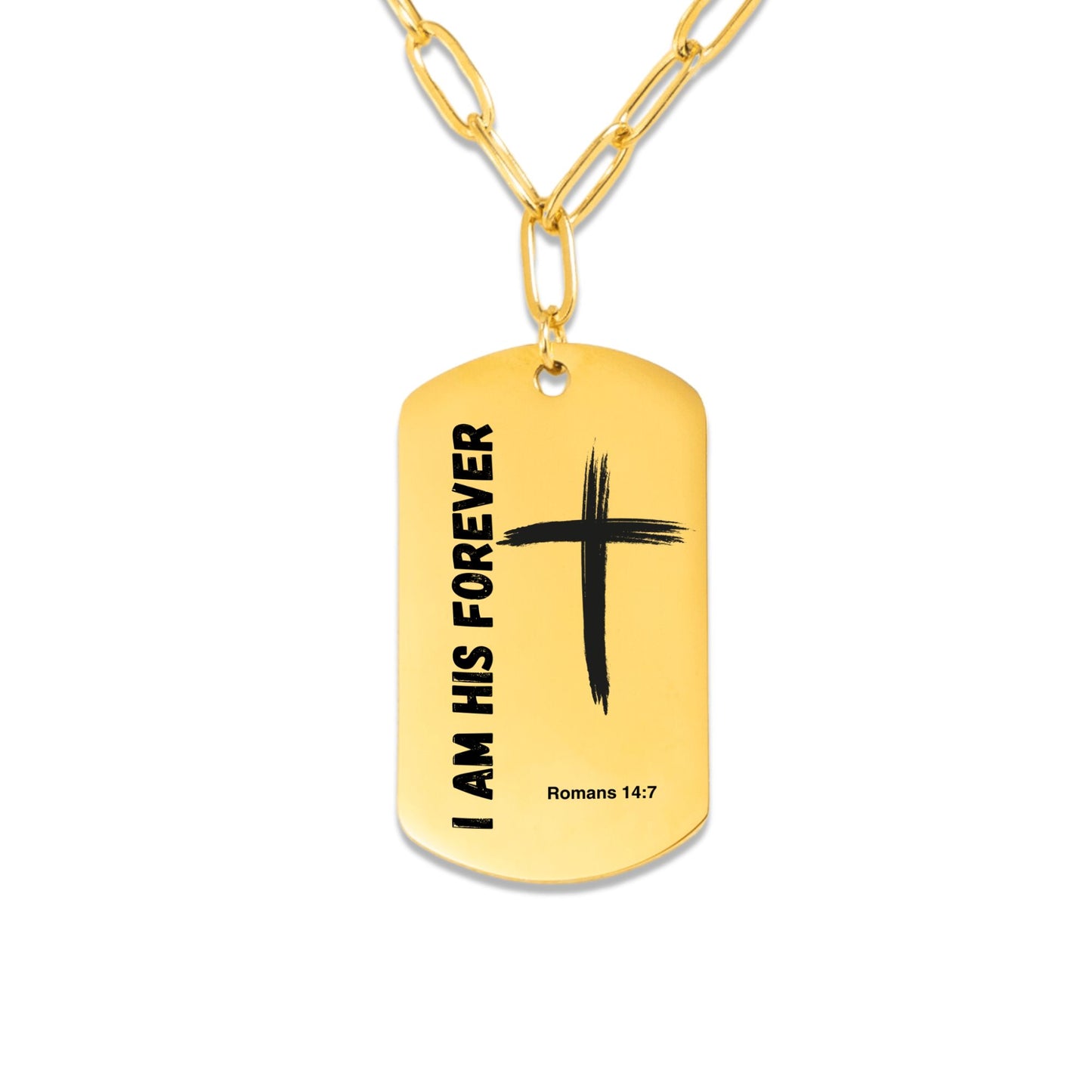 Psalm 139 Series Paperclip Tag Necklace for Women of Faith - "I Am His Forever" (Romans 14:7)