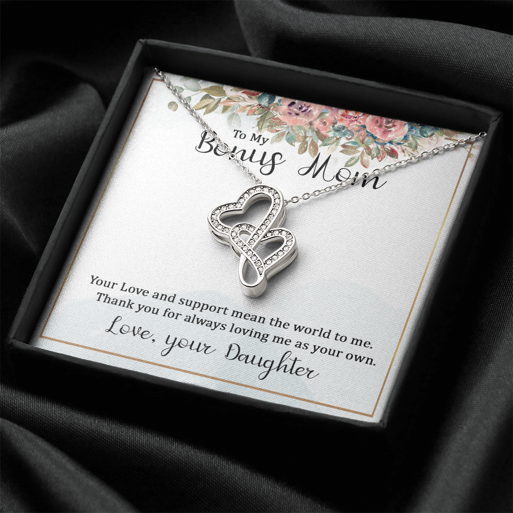To My Bonus Mom Your Love and Support Means the World to Me Heart-to-heart Pendant Necklace