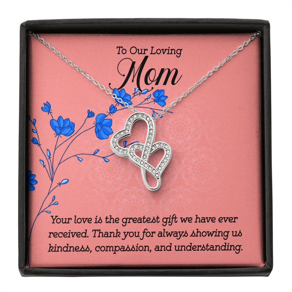 To our loving Mom Your Love is the greatest gift Heart-to-heart Pendant Necklace