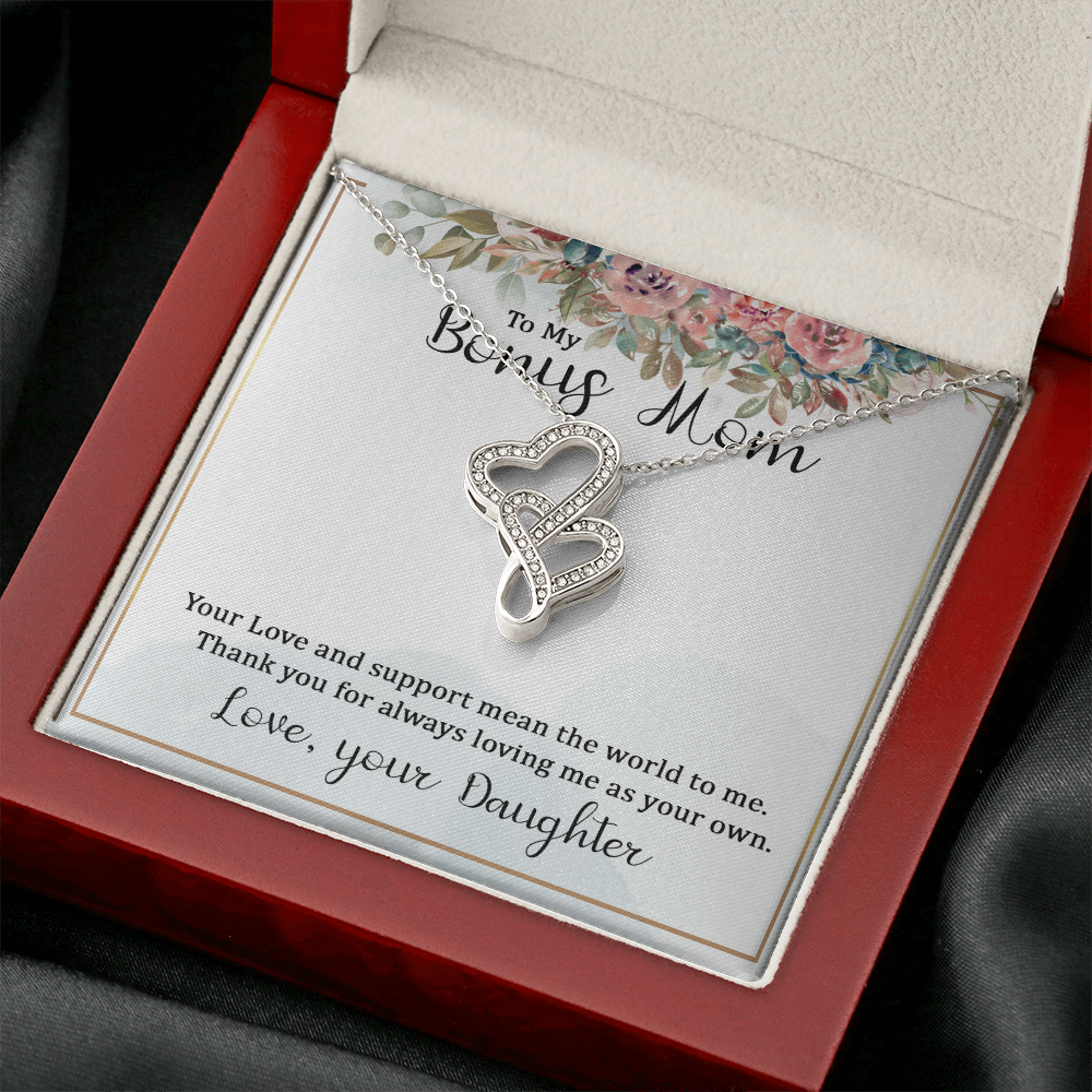 To My Bonus Mom Your Love and Support Means the World to Me Heart-to-heart Pendant Necklace