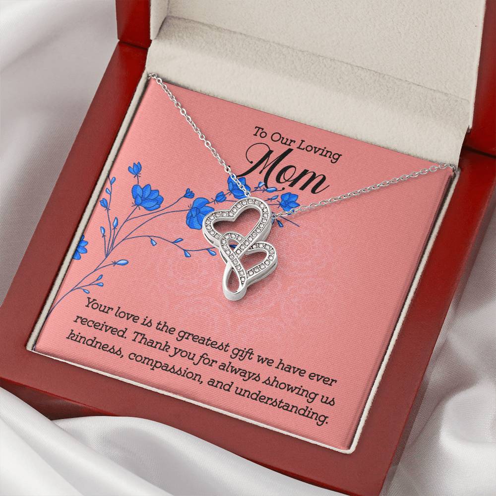 To our loving Mom Your Love is the greatest gift Heart-to-heart Pendant Necklace