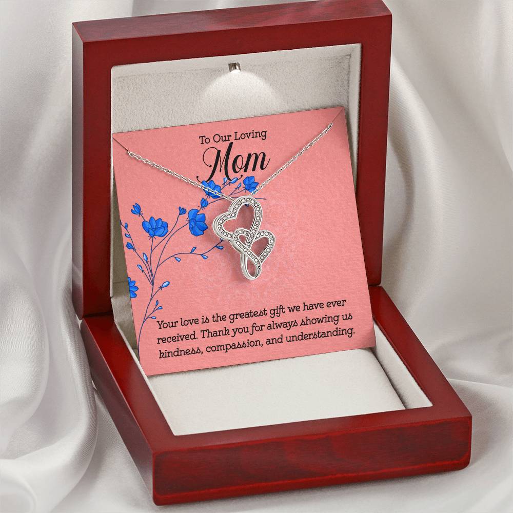To our loving Mom Your Love is the greatest gift Heart-to-heart Pendant Necklace