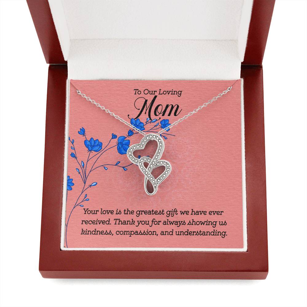 To our loving Mom Your Love is the greatest gift Heart-to-heart Pendant Necklace