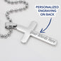 Engraved Stainless Steel Cross Necklace We Love Each Other Because perfect for Man, Husband, Dad, Grandpa, Soulmate