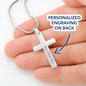 Engraved Stainless Steel Cross Necklace We Live By Faith Perfect for Husband, Dad, Grandpa, Man, Soulmate