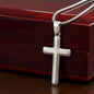 Engraved Stainless Steel Cross Necklace We Live By Faith Perfect for Husband, Dad, Grandpa, Man, Soulmate