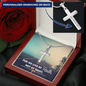 Engraved Stainless Steel Cross Necklace We Live By Faith Perfect for Husband, Dad, Grandpa, Man, Soulmate