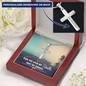 Engraved Stainless Steel Cross Necklace We Live By Faith Perfect for Husband, Dad, Grandpa, Man, Soulmate