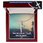 Engraved Stainless Steel Cross Necklace We Live By Faith Perfect for Husband, Dad, Grandpa, Man, Soulmate