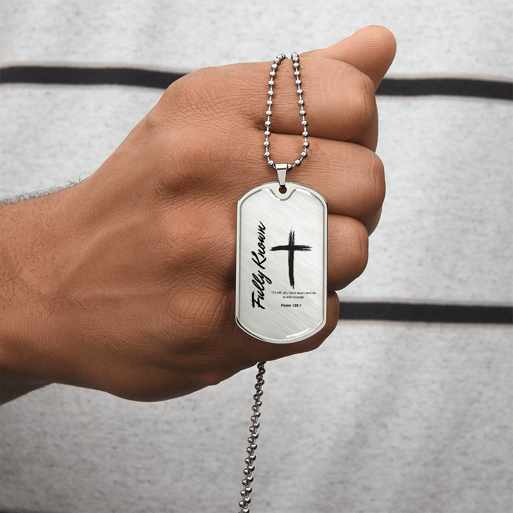 Psalm 139 Luxury Graphic Dog Tag Necklace Fully Known
