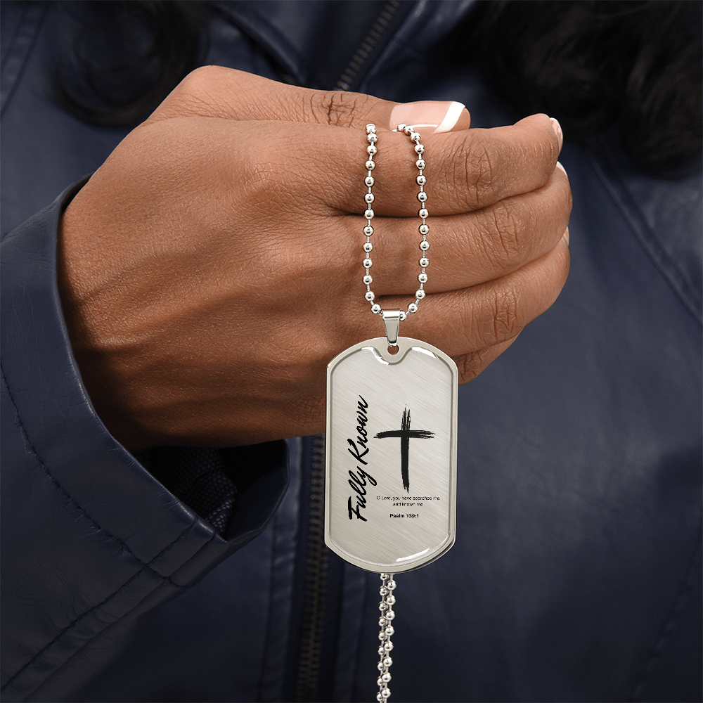 Psalm 139 Luxury Graphic Dog Tag Necklace Fully Known