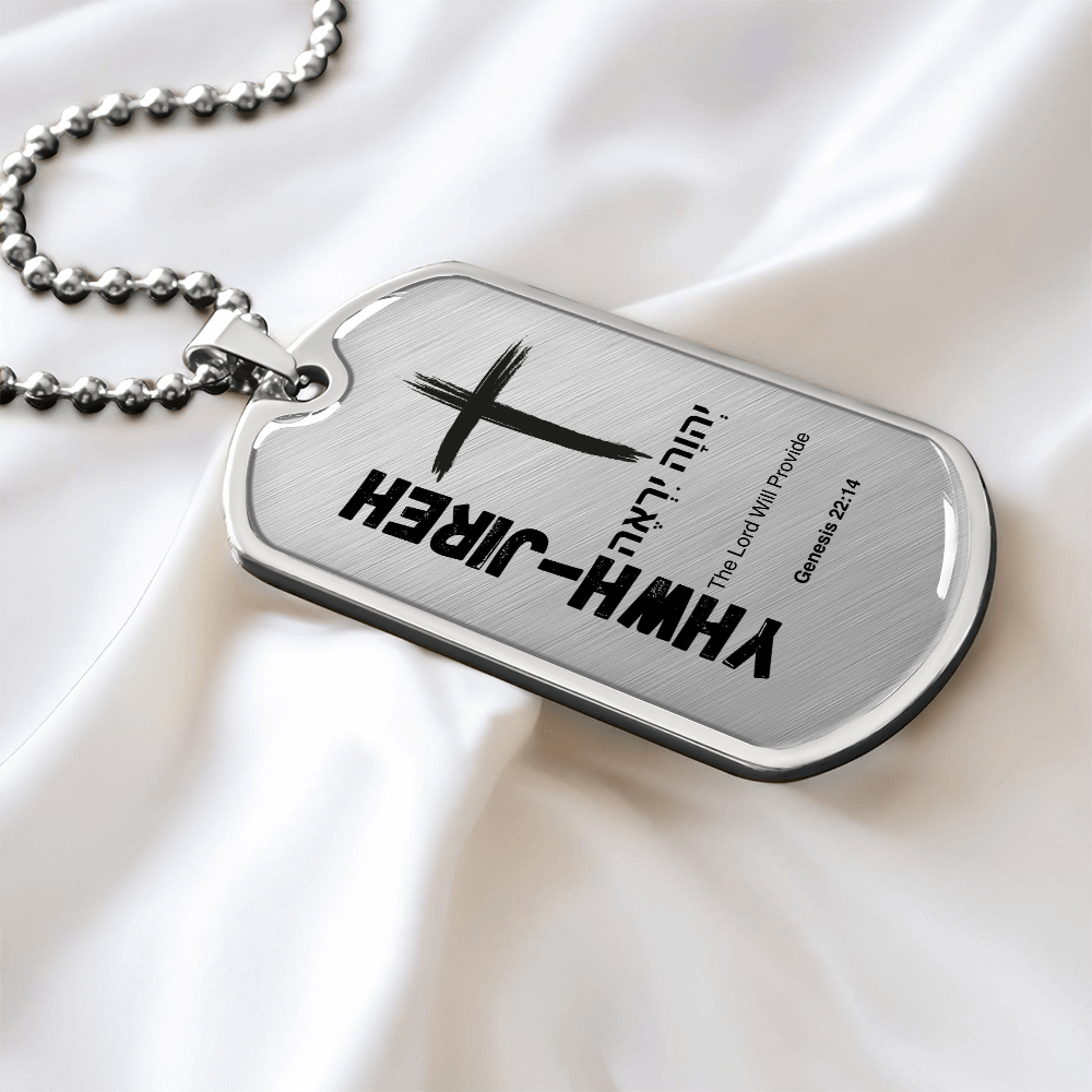 YHWH-Jireh – The Lord Will Provide The Names of God Luxury Graphic Dog Tag Necklace