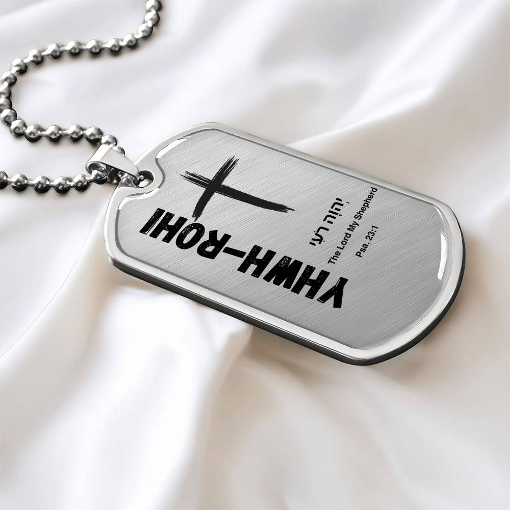 YHWH-Rohi The Lord My Shepherd The Names of God Luxury Graphic Dog Tag Necklace