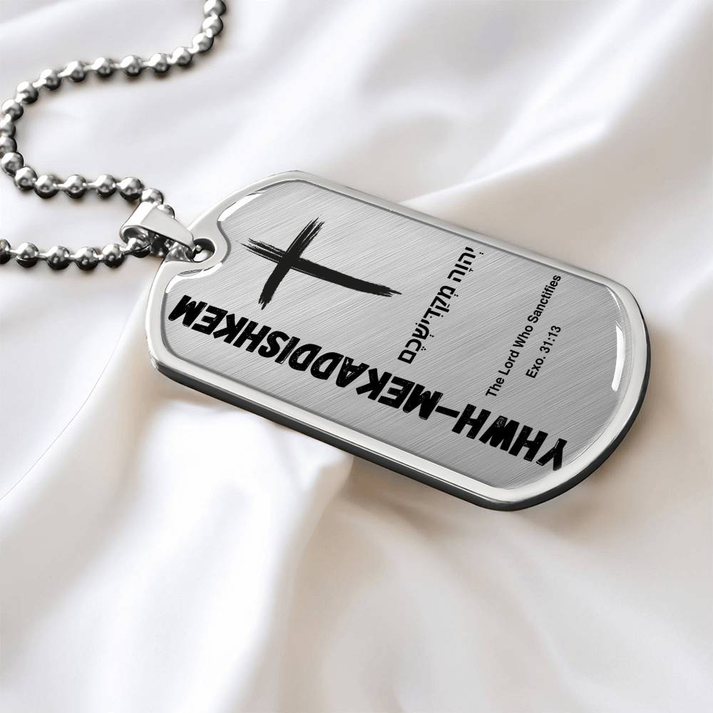YHWH-Hamelech The Lord, the King The Names of God Luxury Graphic Dog Tag Necklace
