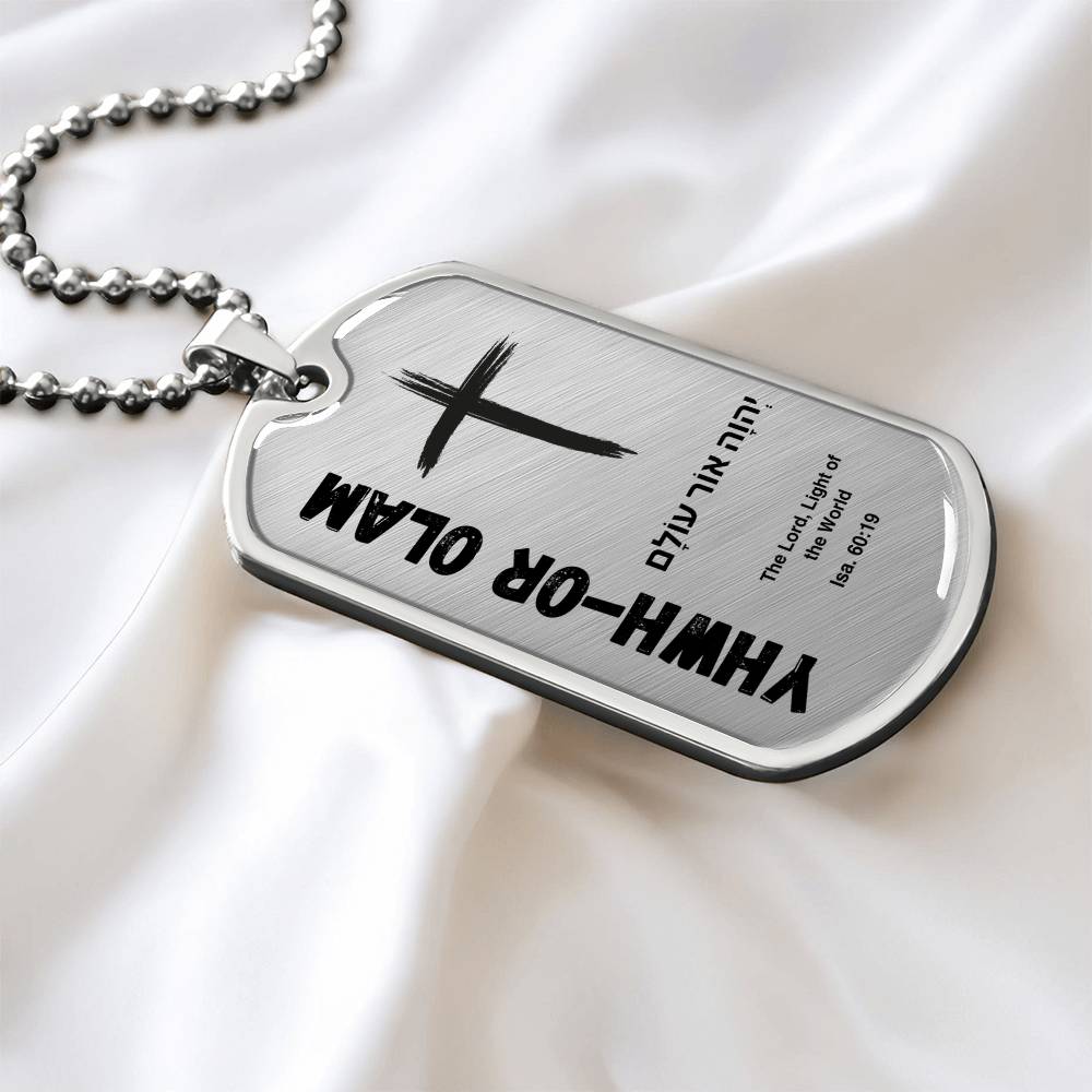 YHWH-Or Olam The Lord, Light of the World The Names of God Luxury Graphic Dog Tag Necklace