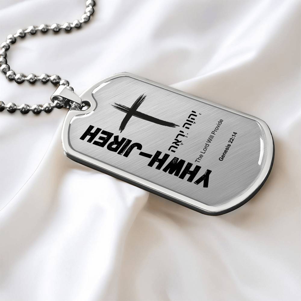 YHWH-Jireh The Lord Will Provide The Names of God Luxury Graphic Dog Tag Necklace