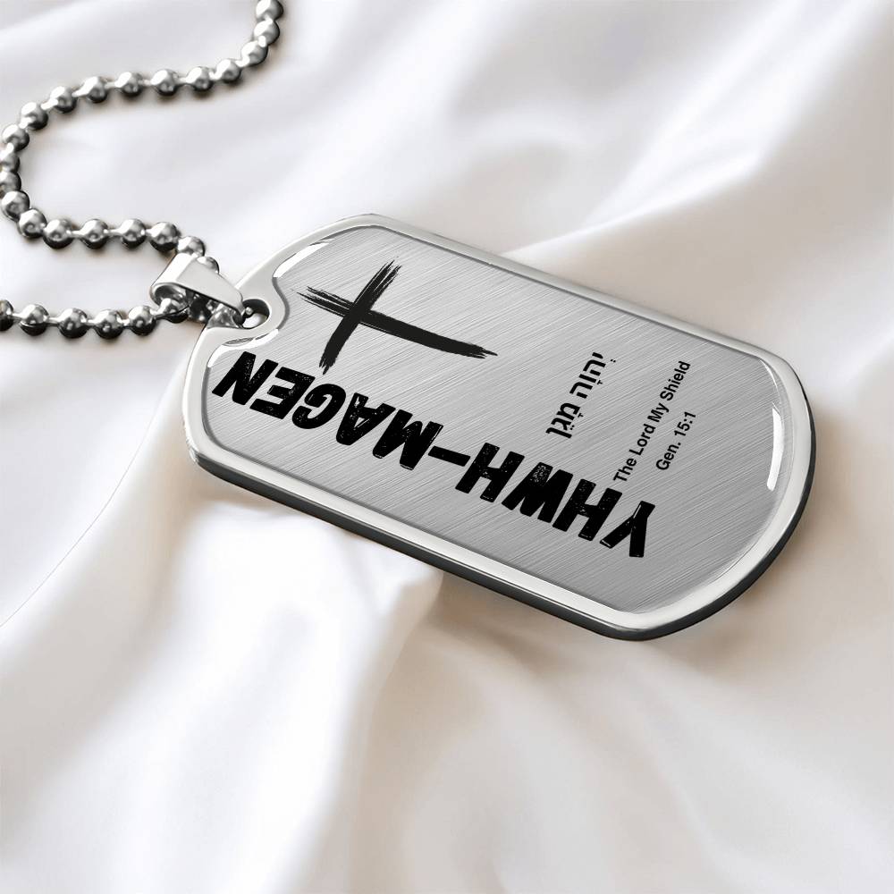 YHWH-Magen The Lord My Shield The Names of God Luxury Graphic Dog Tag Necklace