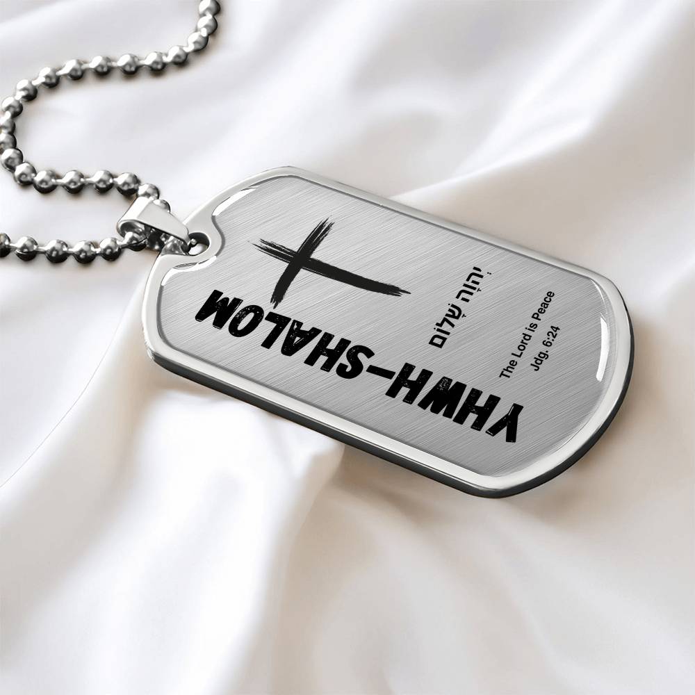 YHWH-Shalom The Lord is Peace The Names of God Luxury Graphic Dog Tag Necklace