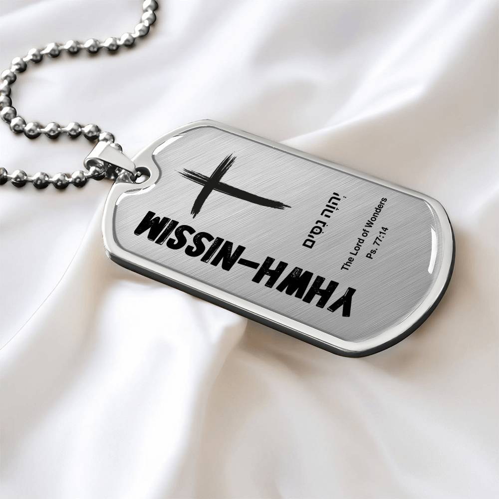 YHWH-Nissim The Lord of Wonders The Names of God Luxury Graphic Dog Tag Necklace