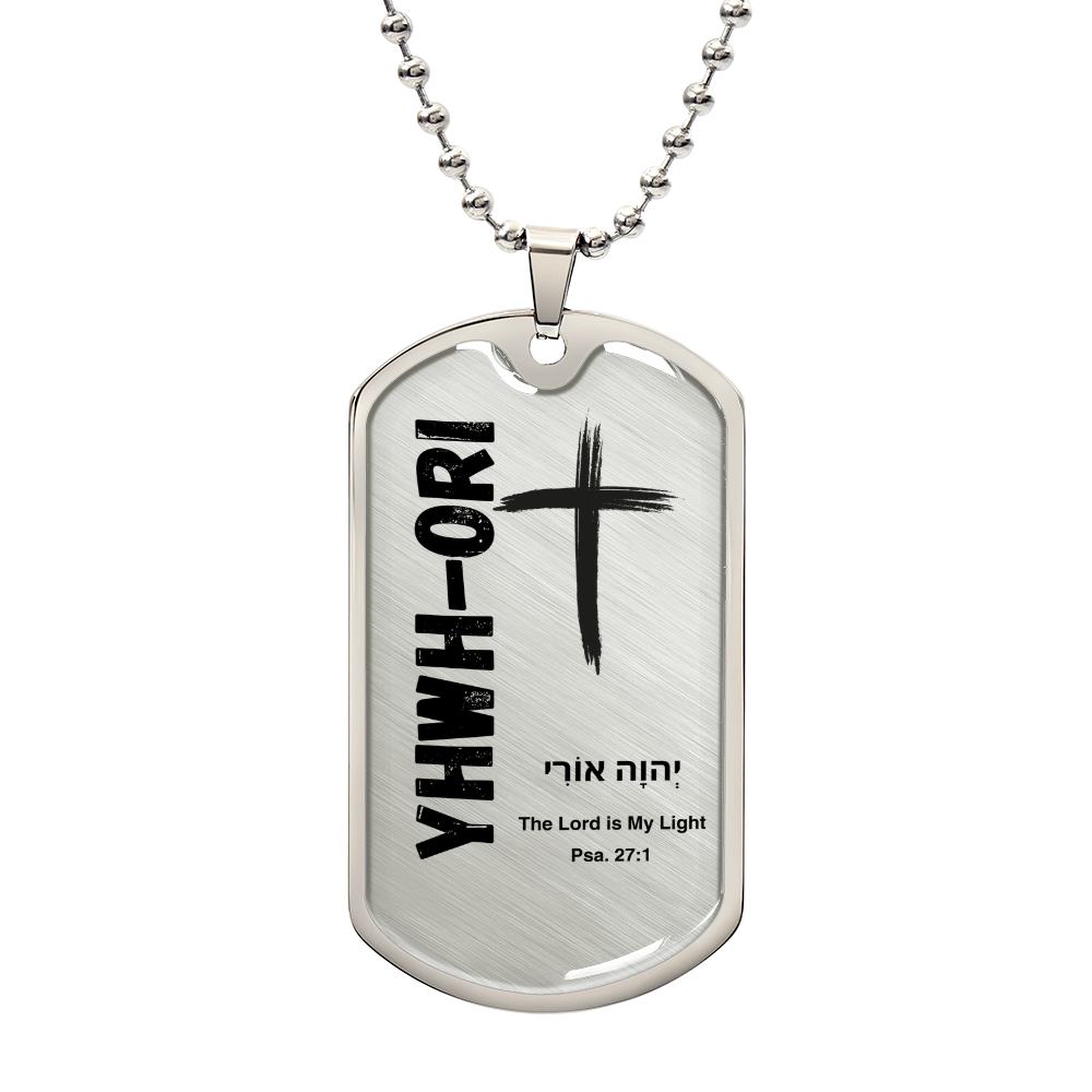 YHWH-Ori The Lord is My Light The Names of God Luxury Graphic Dog Tag Necklace