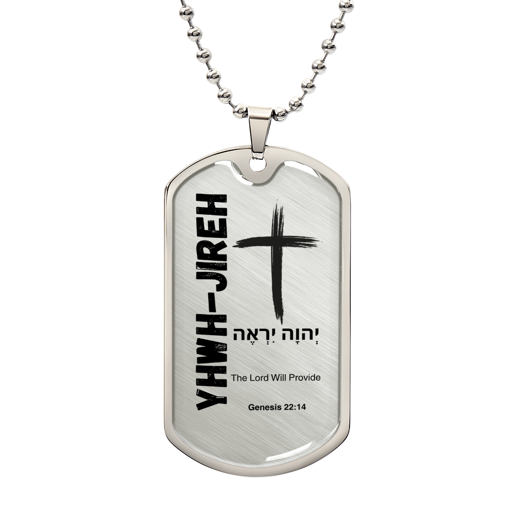YHWH-Jireh The Lord Will Provide The Names of God Luxury Graphic Dog Tag Necklace