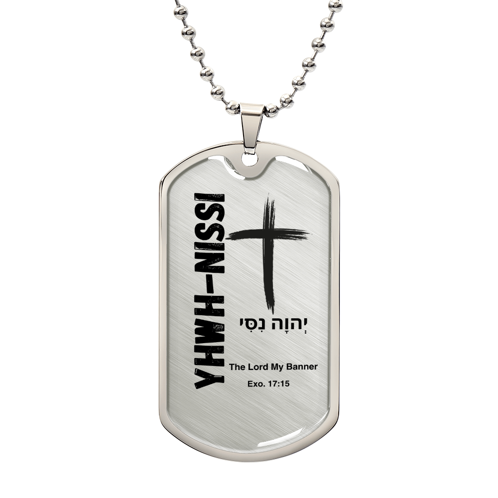 YHWH-Nissi The Lord My Banner The Names of God Luxury Graphic Dog Tag Necklace