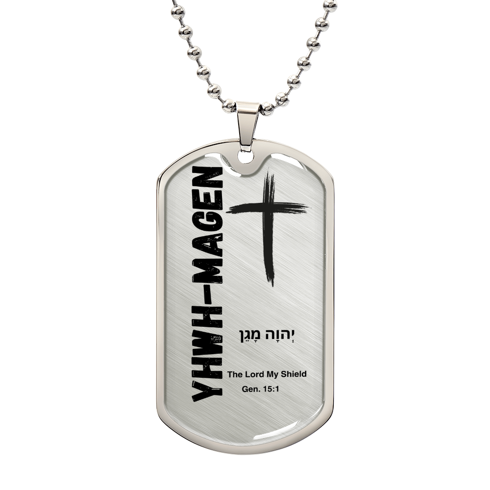 YHWH-Magen The Lord My Shield The Names of God Luxury Graphic Dog Tag Necklace