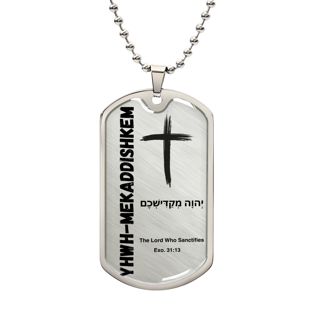 YHWH-Hamelech The Lord, the King The Names of God Luxury Graphic Dog Tag Necklace