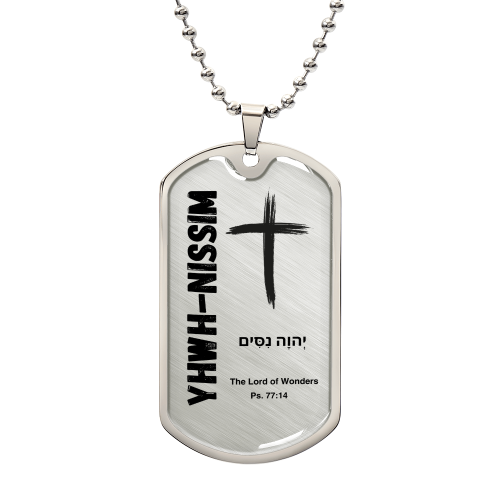 YHWH-Nissim The Lord of Wonders The Names of God Luxury Graphic Dog Tag Necklace