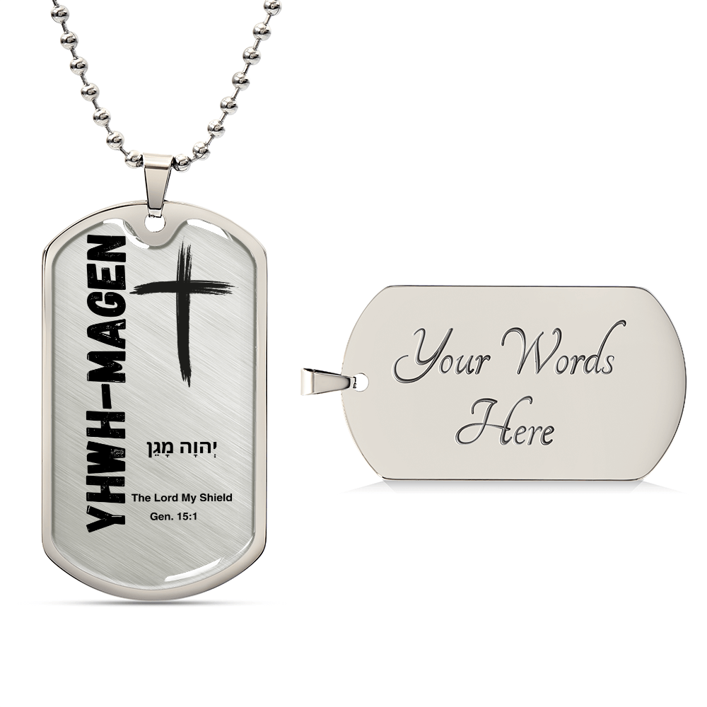YHWH-Magen The Lord My Shield The Names of God Luxury Graphic Dog Tag Necklace