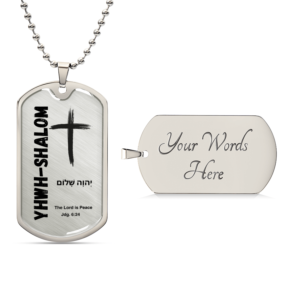 YHWH-Shalom The Lord is Peace The Names of God Luxury Graphic Dog Tag Necklace