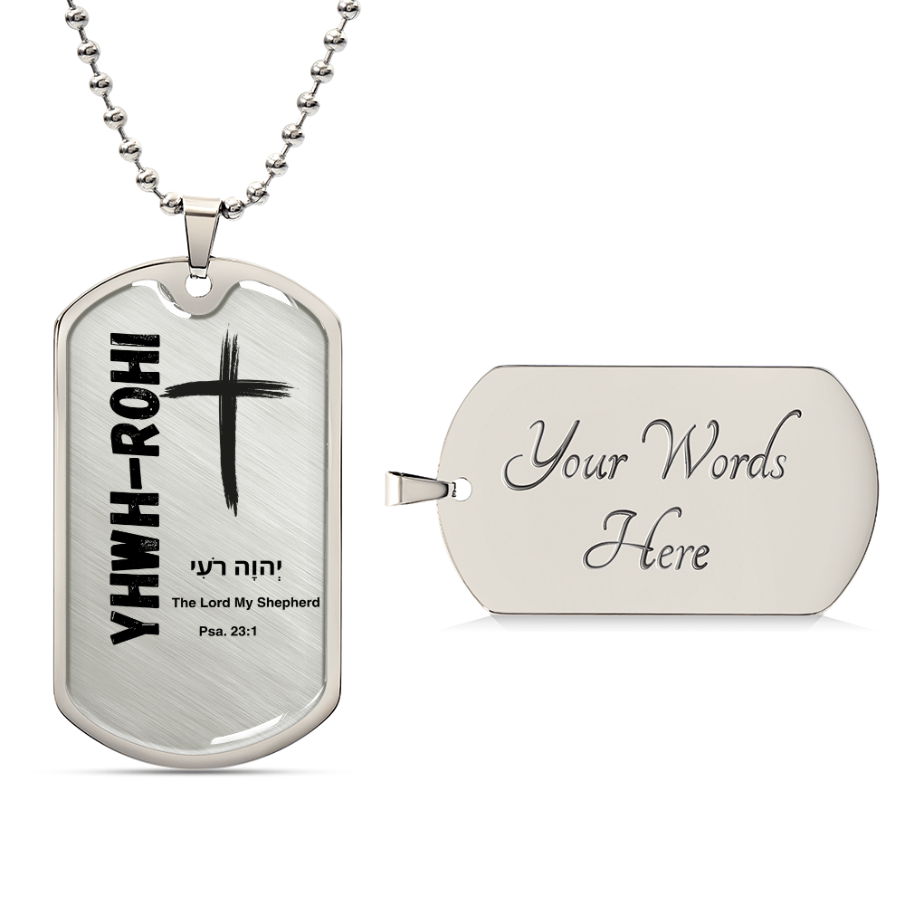 YHWH-Rohi The Lord My Shepherd The Names of God Luxury Graphic Dog Tag Necklace