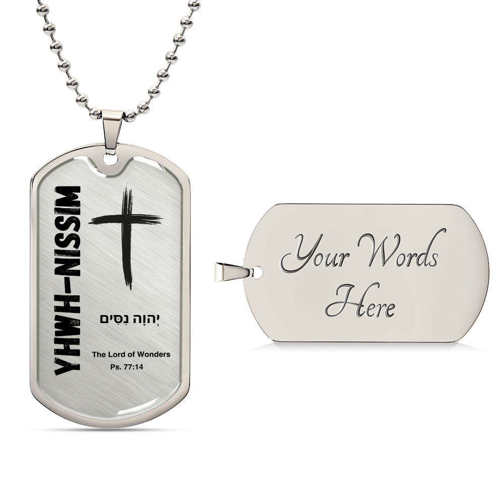 YHWH-Nissim The Lord of Wonders The Names of God Luxury Graphic Dog Tag Necklace
