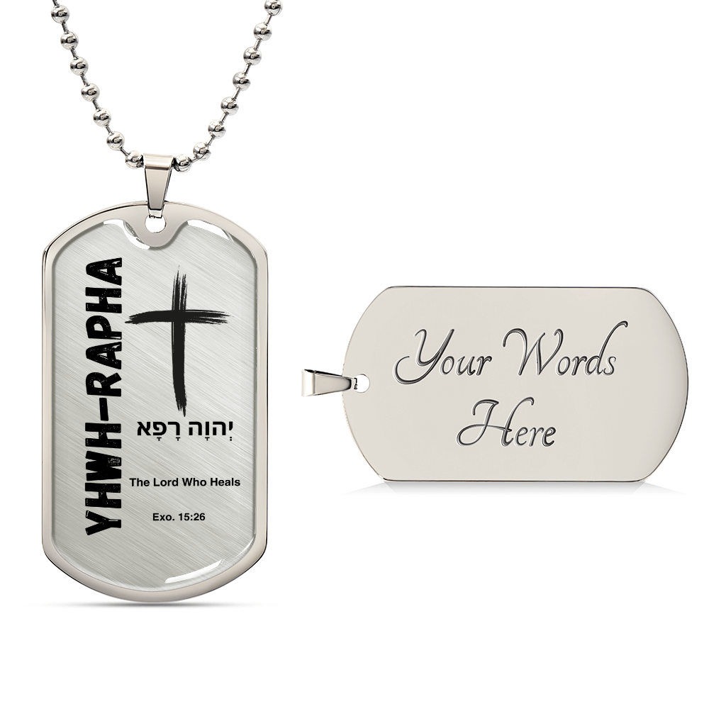 YHWH-Rapha The Lord Who Heals The Names of God Luxury Graphic Dog Tag Necklace