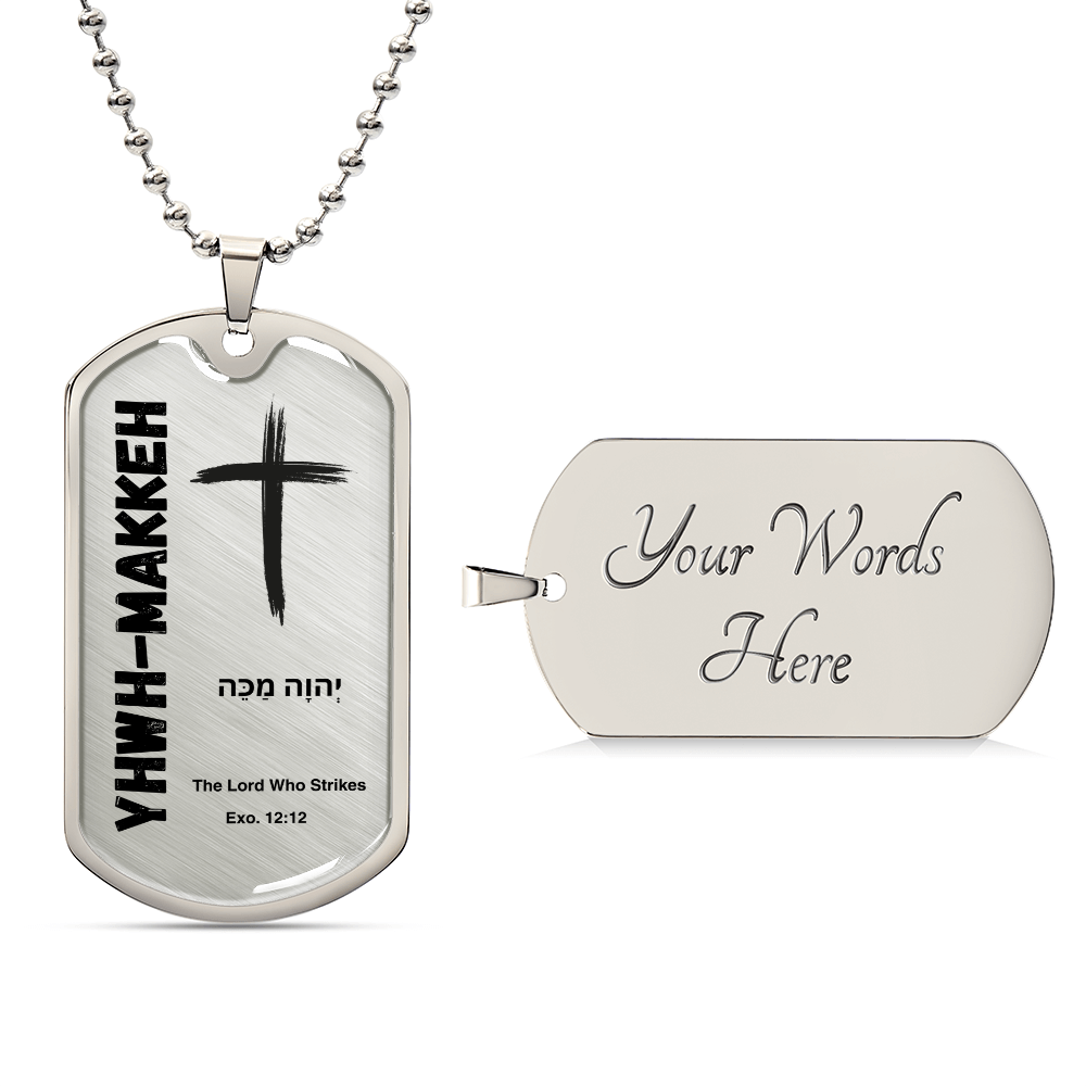 YHWH-Makkeh The Lord Who Strikes The Names of God Luxury Graphic Dog Tag Necklace