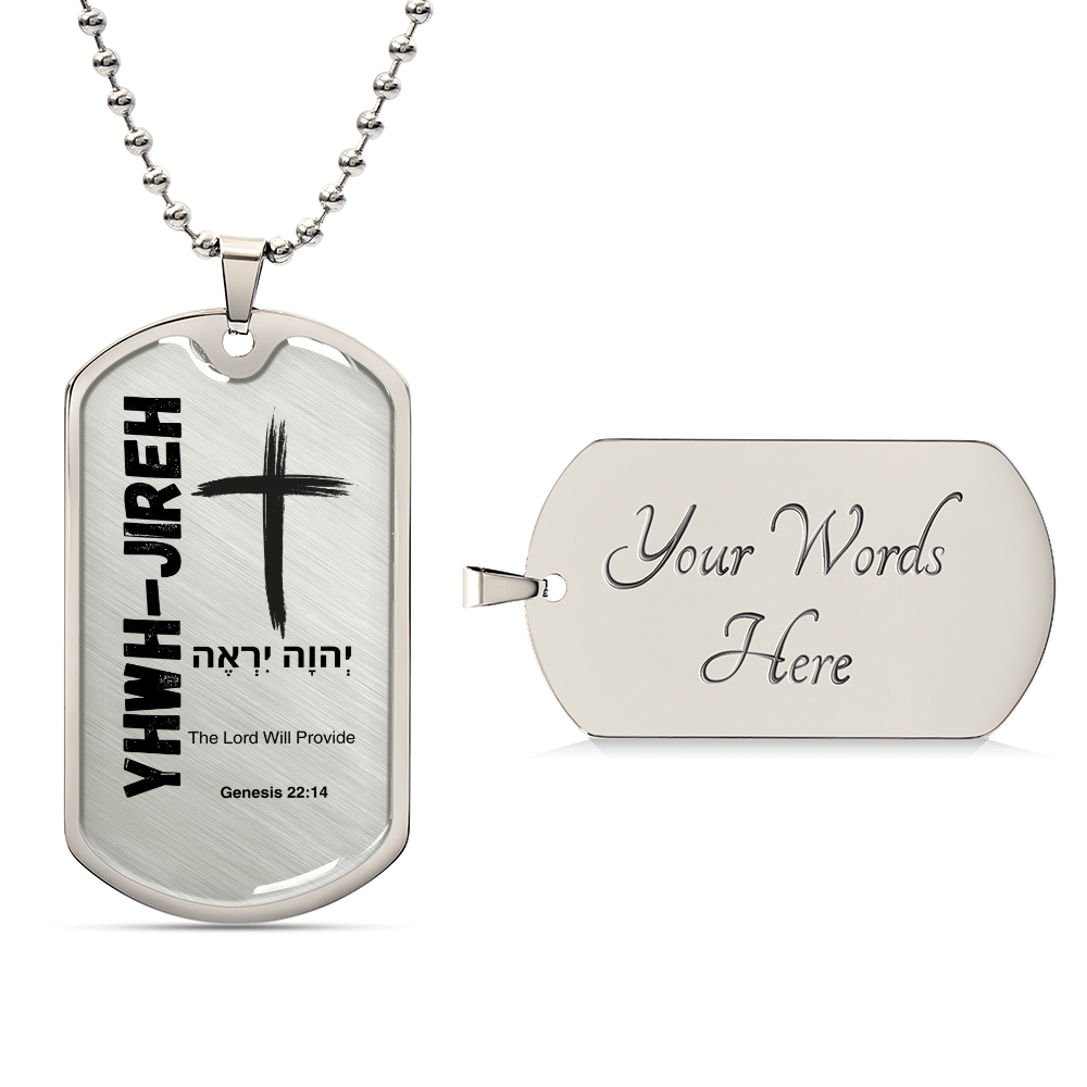 YHWH-Jireh The Lord Will Provide The Names of God Luxury Graphic Dog Tag Necklace