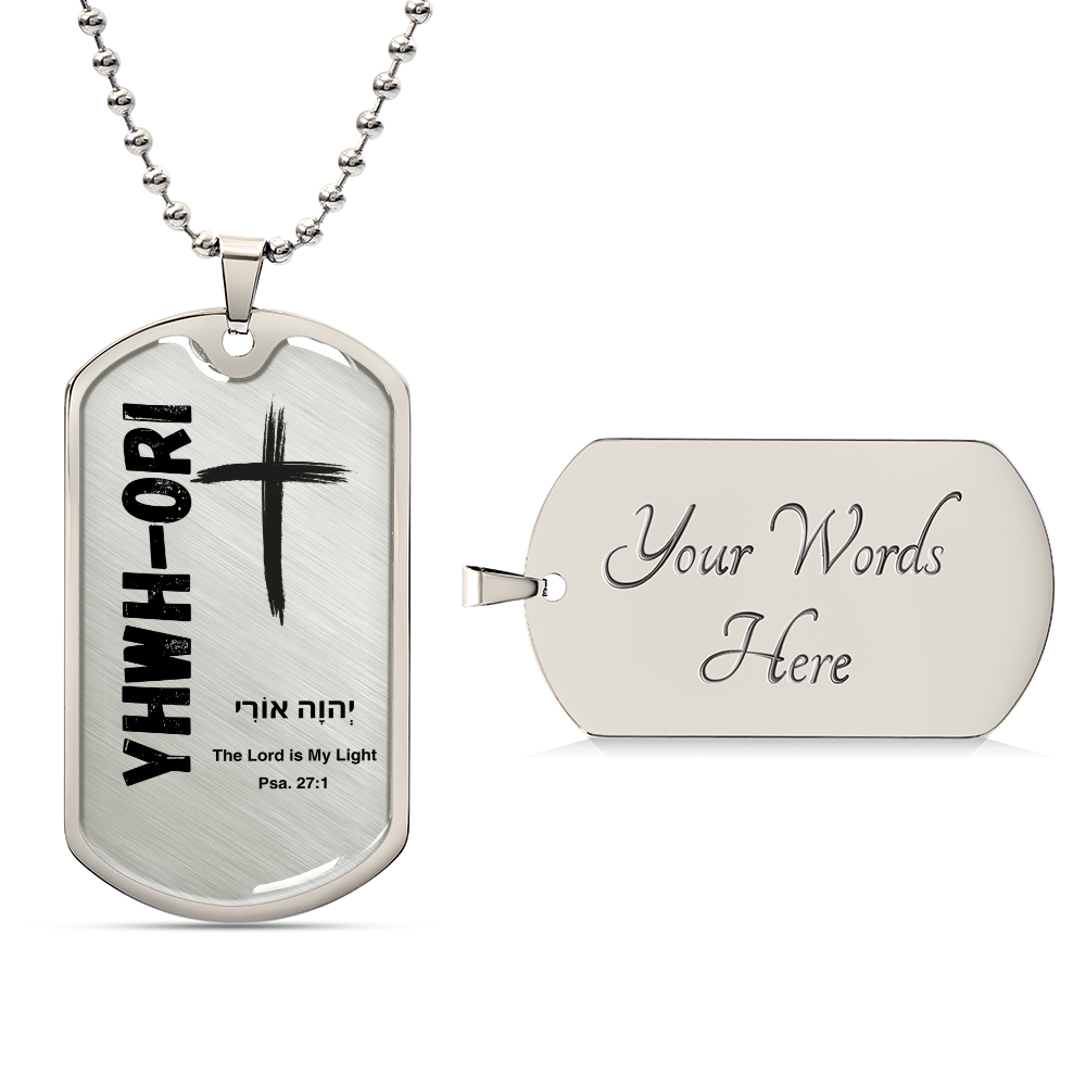 YHWH-Ori The Lord is My Light The Names of God Luxury Graphic Dog Tag Necklace