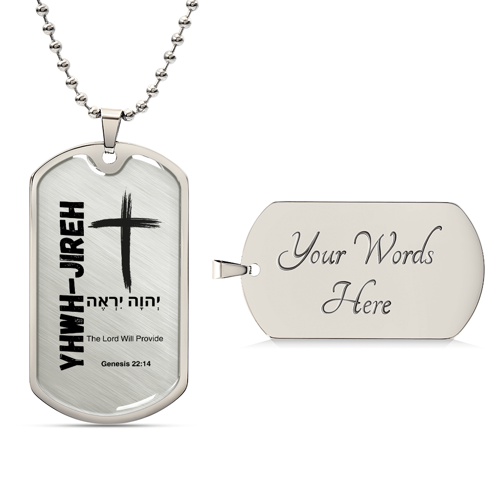 YHWH-Jireh – The Lord Will Provide The Names of God Luxury Graphic Dog Tag Necklace