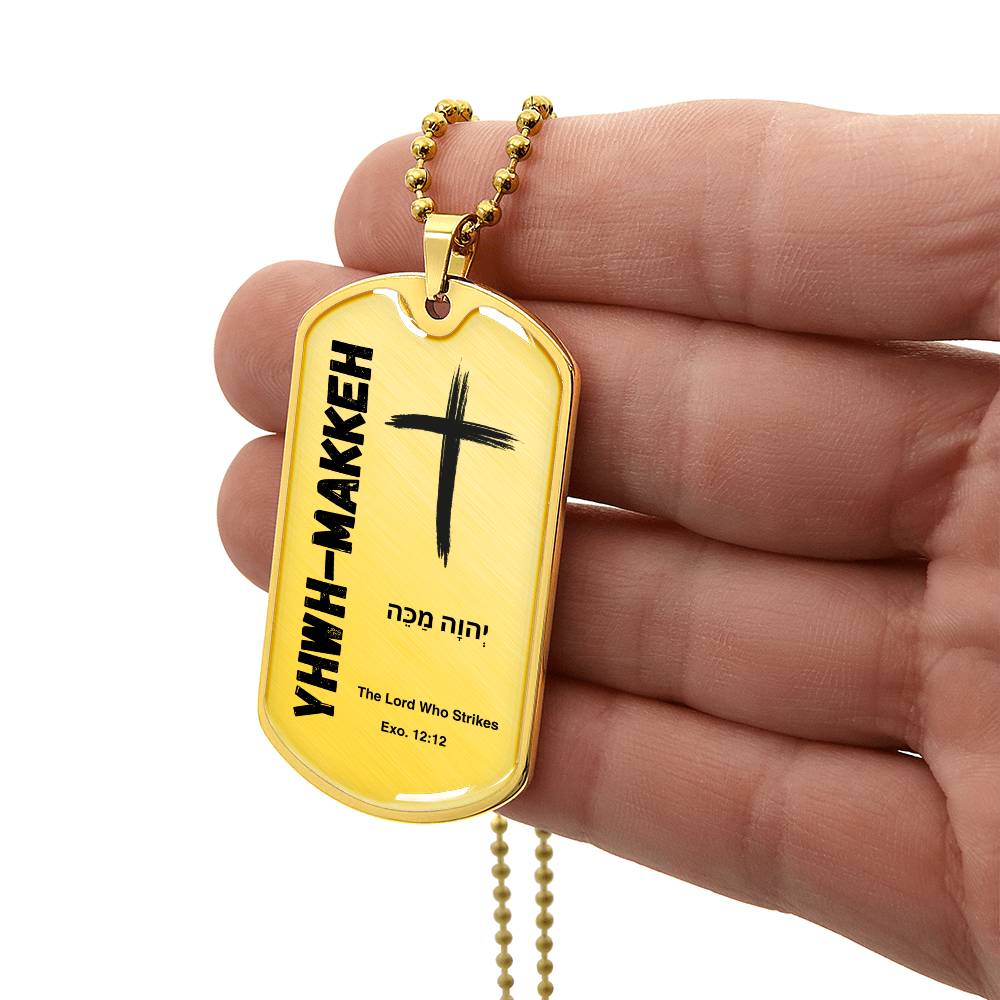 YHWH-Makkeh The Lord Who Strikes The Names of God Luxury Graphic Dog Tag Necklace