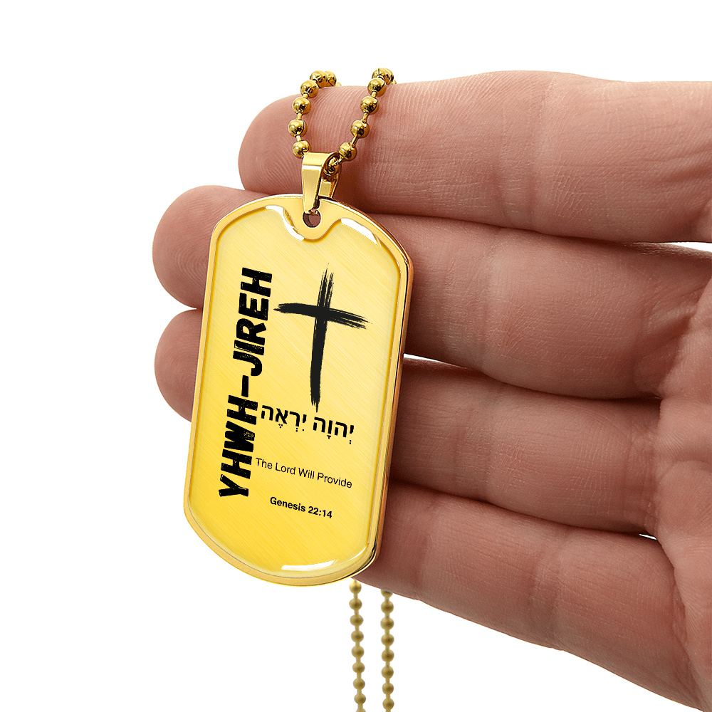 YHWH-Jireh – The Lord Will Provide The Names of God Luxury Graphic Dog Tag Necklace
