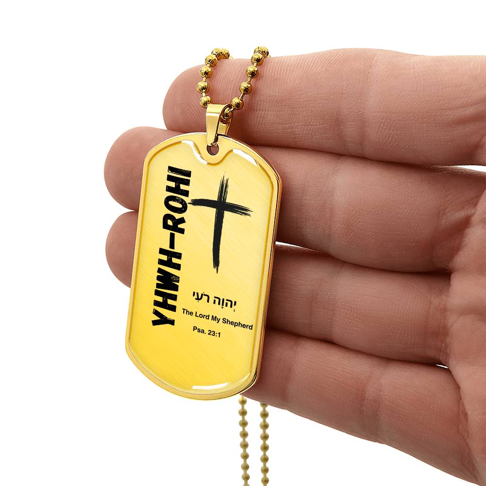 YHWH-Rohi The Lord My Shepherd The Names of God Luxury Graphic Dog Tag Necklace